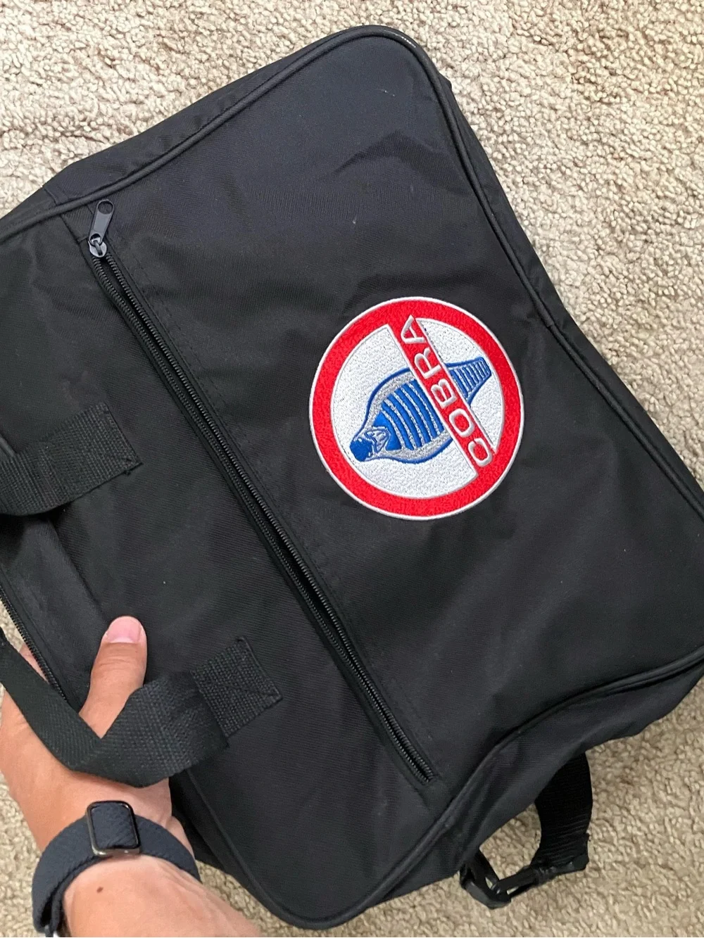 Black Men's Travel & Laptop Messenger Bag with Cobra car logo